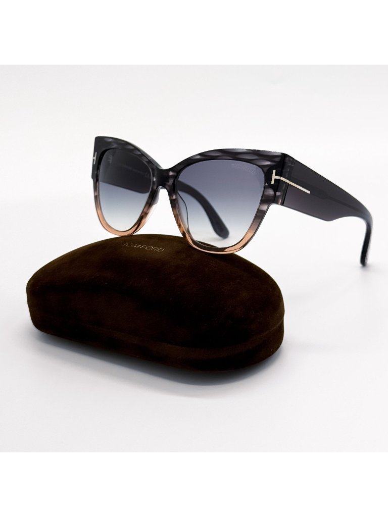 New Tom Ford Anoushka Sunglasses Tf371 20b Cat Eye Brown Women Eyewear Ft0371